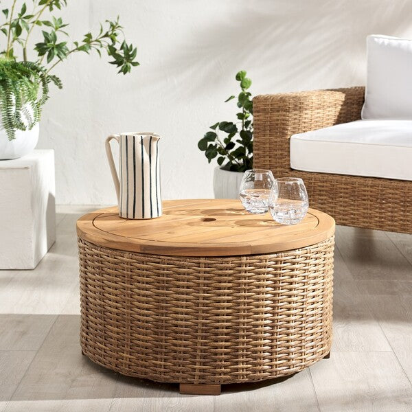 Table basse d'extérieur Anguilla en osier naturel 