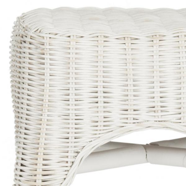 Tabouret de bar en rotin Percy en blanc vieilli 